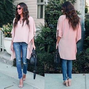 Plus Size Pink High Low Top